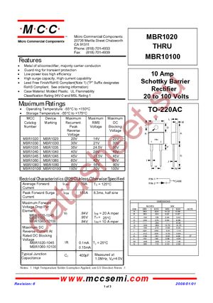 MBR10100CT-BP datasheet  